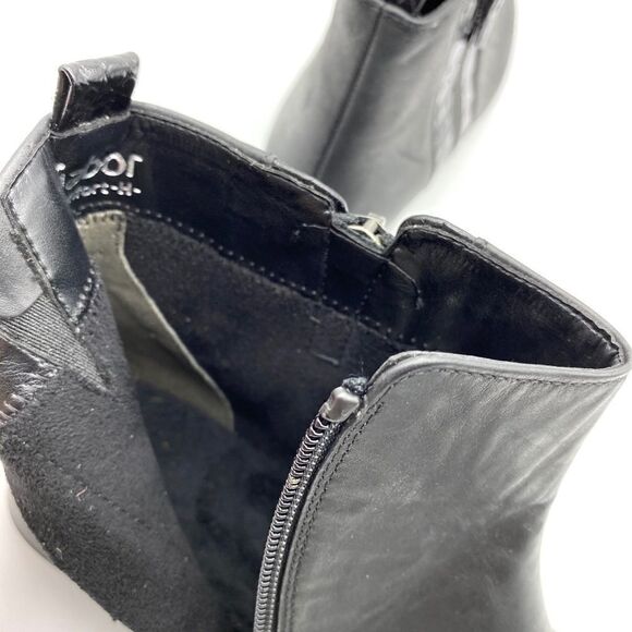 NWB GABOR Comfort Black Leather Ankle Boots Low Heel Back Zip US 8H Wide Fit - Picture 7 of 12